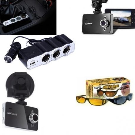 Camera auto  K6000 + Priza auto tripla + 2 x Ochelari auto HD vision